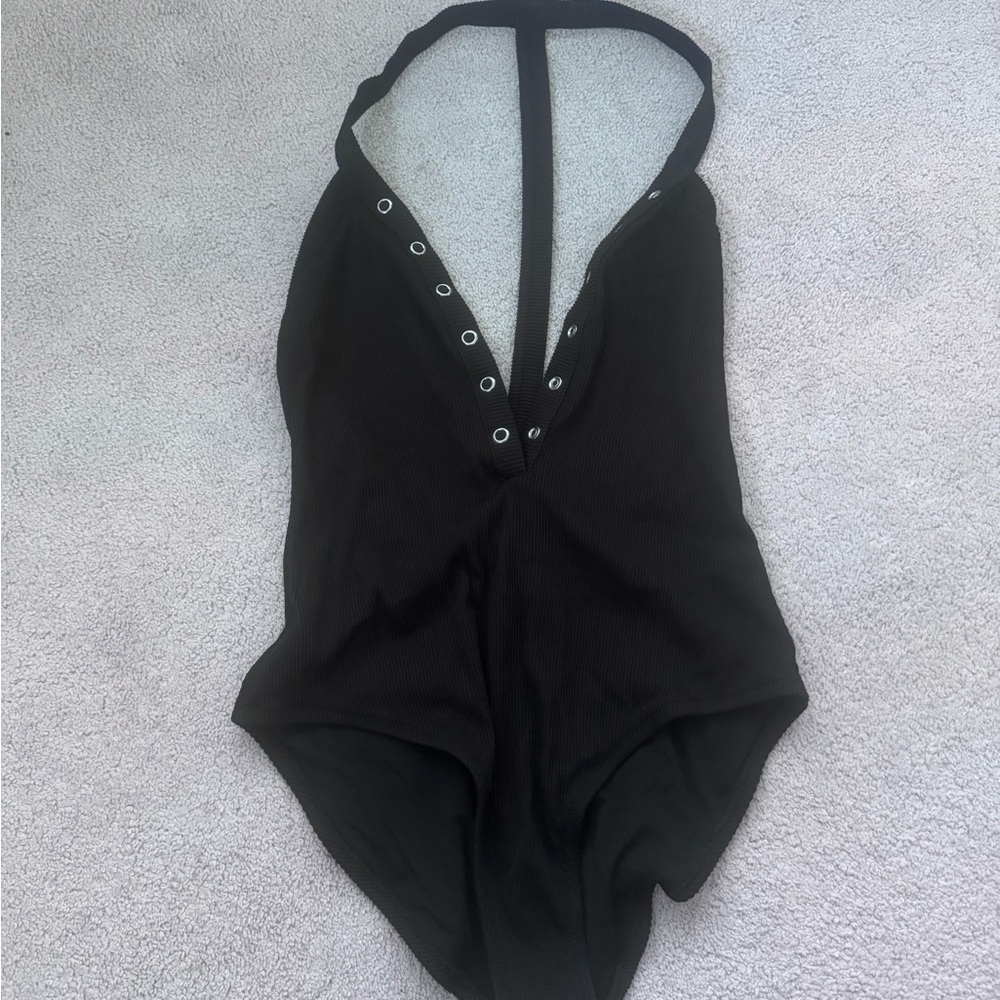 Urban Outfitters Black button down swim one piece